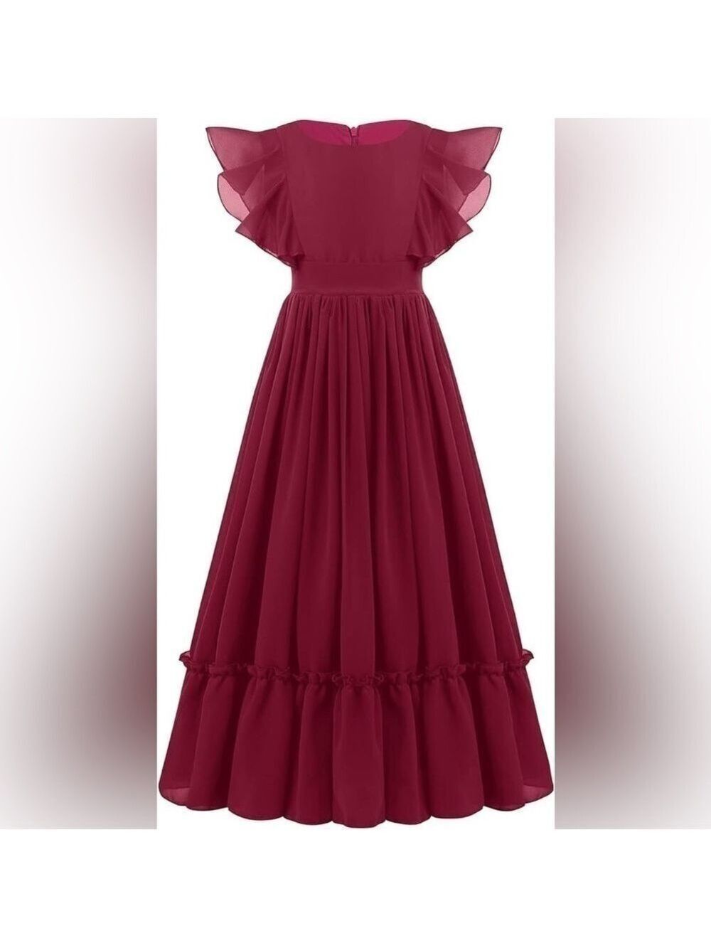 Ibtom Castle Girls Chiffon Long Party Dress Red Size 11-12 years(see size chart)